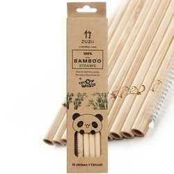 Wielorazowe słomki bambusowe 10 szt. + czyścik