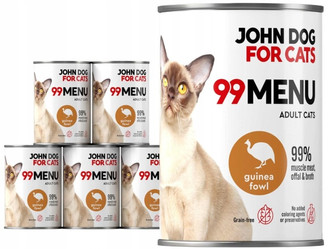 John Dog For Cats 99 Menu Perliczka - karma mokra dla kota - 6 x 400g