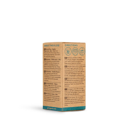 Georganics, Naturalna nić dentystyczna z jedwabiu, w szklanym opakowaniu Zero Waste, do codziennej pielęgnacji, smak mięty pieprzowej, 50 m
