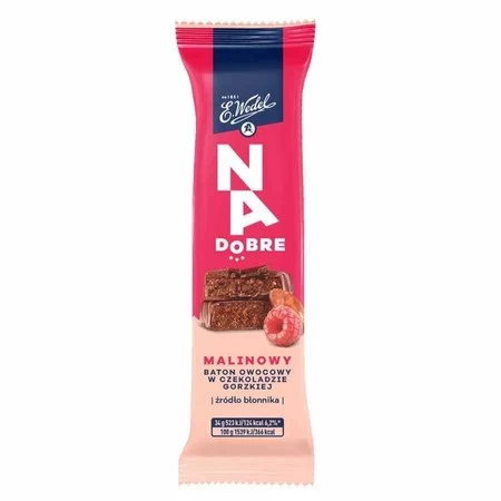 Baton malinowy Na Dobre w gorzkiej czekoladzie Wedel, 34g