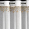 Firana rozm.: 140 x 250 cm, biała ze złotymi gwiazdkami kółka