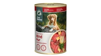 Zestaw 10x PURE NATURE DOG Rind Pur - wołowina z batatami i jabłkami dla dorosłych psów (400g)