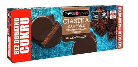 Pure & Good Ciastka kakaowe z kremem o smaku brownie w czekoladzie gorzkiej bez dodatku cukru 128g