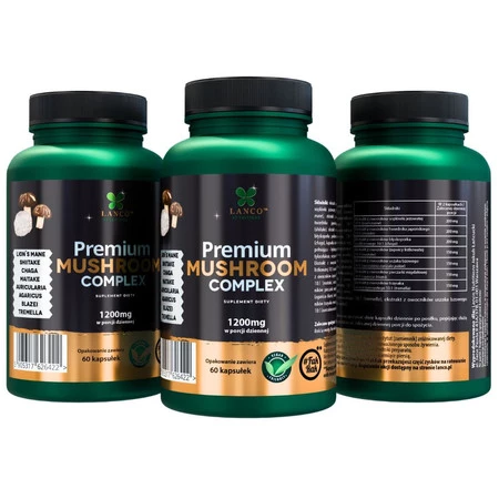 Lanco Nutritions PREMIUM MUSHROOM COMPLEX 1200mg na wsparcie odporności 60 kaps.