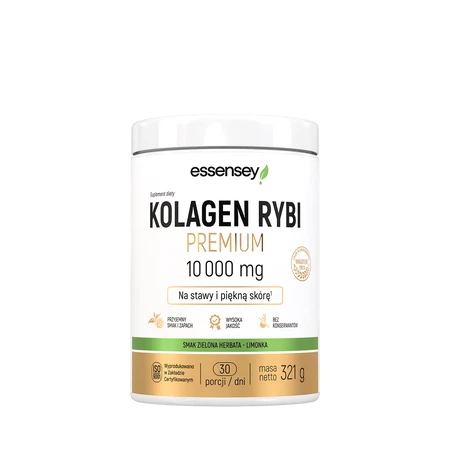 Zestaw 2x Essensey Kollagen Rybi 10000 mg na stawy, włosy z kwasem hialuronowym 321g smak zielona herbata