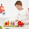 Zestaw drewniane klocki - pociąg z figurkami Farma dla dzieci, 12m+, Janod