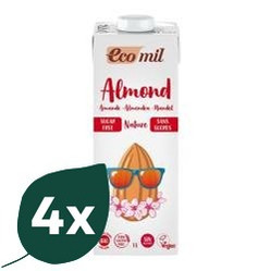 Zestaw: 4x EcoMil − Napój migdałowy bez cukru bezgl. BIO − 1000 ml