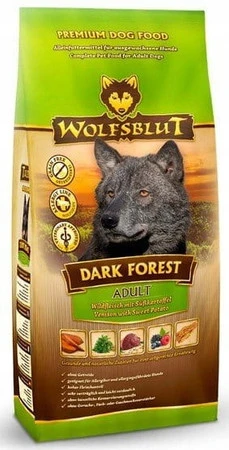 Wolfsblut Dog Dark Forest – dziczyzna i bataty 12,5 kg – bezzbożowa karma dla psów