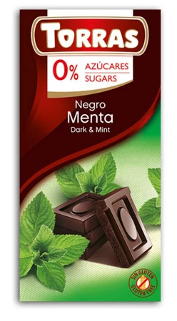 Czekolada gorzka z miętą Torras bez dodatku cukru 75 g
