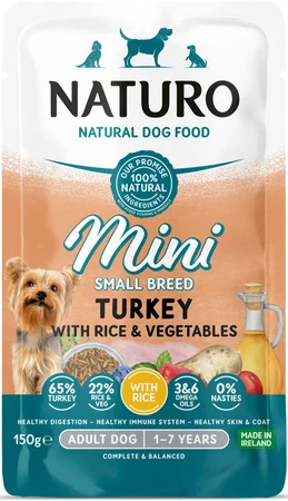 NATURO Adult Dog MINI Indyk Ryż Warzywa 150g