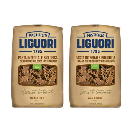 Zestaw 2x Makaron Liguori Integrale Mafalde Corte pełnoziarni BIO 500G