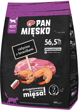PAN MIĘSKO Cielęcina z Krewetkami dla kota S 400g