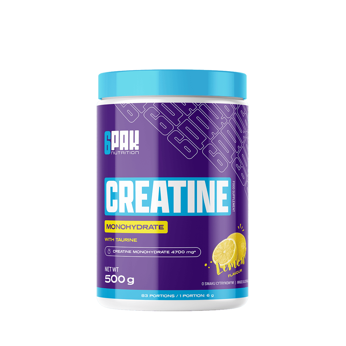6PAK Creatine Monohydrate Kreatyna Monohydrat 500g smak lemon - Nabea.pl