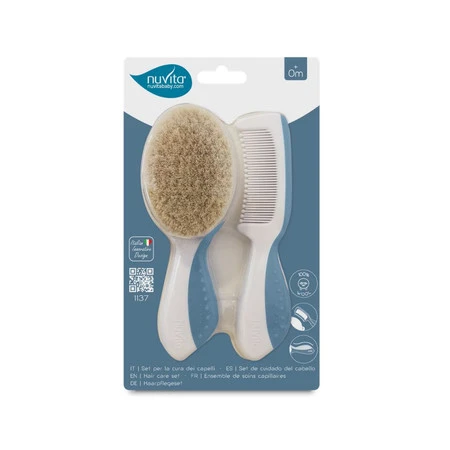 Nuvita, Zestaw dla dzieci: szczotka i grzebień, Powder Blue