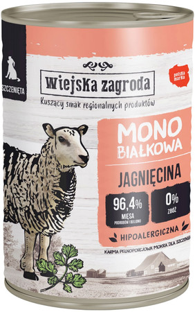Wiejska Zagroda Monobiałkowa Jagnięcina - mokra dla psa szczeniaka - 400g
