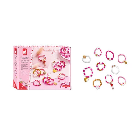 Janod Zestaw kreatywny do tworzenia biżuterii Pierścionki z koralików 7+