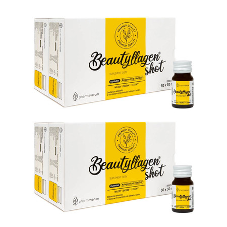 Zestaw 2x Pharmaverum Beautyllagen® shot Kolagen i Witaminy dla Zdrowej Skóry i Stawów 30 szt x 30 ml