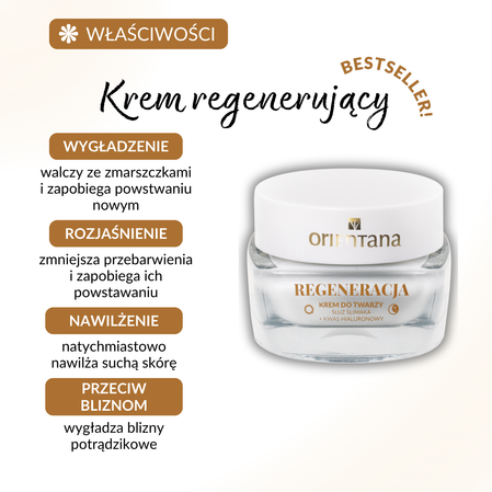 Orientana - Krem do twarzy Regeneracja śluz ślimaka, kwas hialuronowy 50g 
