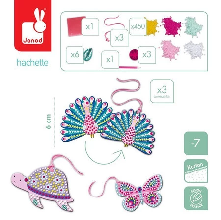 Janod Zestaw kreatywny Cudowne kryształki Dekoracje zwierzątka 7+