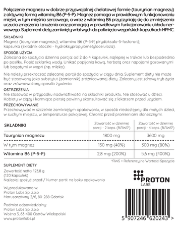 Proton Labs Taurynian magnezu + B6 120 kaps.