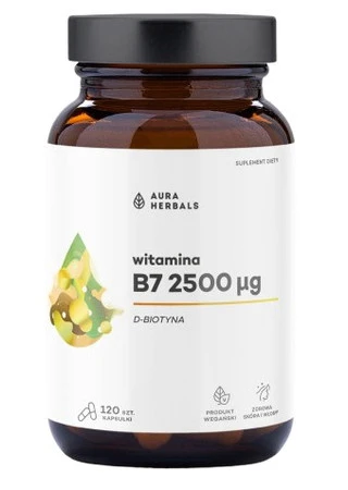 Aura Herbals Witamina B7 2500 µg, biotyna, 120 kaps.
