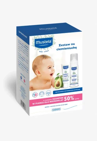 Zestaw Mustela Bebe Enfant, krem na ciemieniuchę, 40 ml + szampon w piance, od urodzenia, 150 m