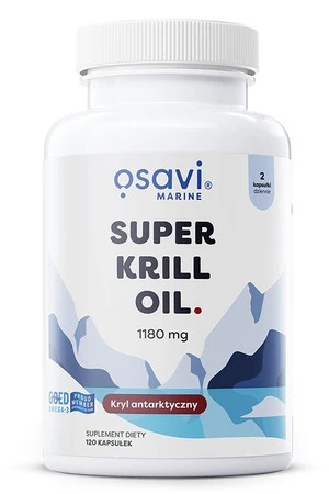 Osavi Super Krill Oil (Marine), 1180 mg Olej z Kryla z kwasami Omega-3 EPA i DHA 120 kaps.