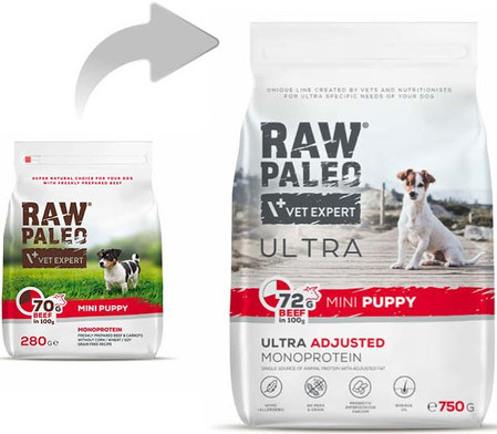 Vet Expert RAW PALEO Mini Puppy Ultra Beef 750g