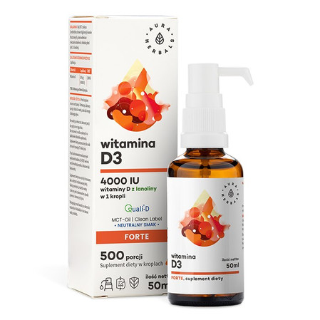  Aura Herbals − Witamina D3 4000 IU w oleju MCT − 50 ml