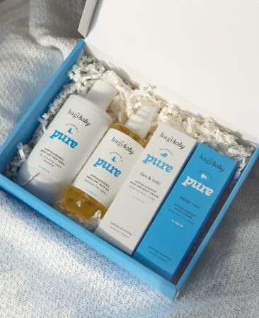 Hagi Baby Pure Zestaw witaj w domu maluszku (żel do mycia ciała i włosów + emolient do kąpieli + krem pod pieluszkę + krem do buzi i ciała )