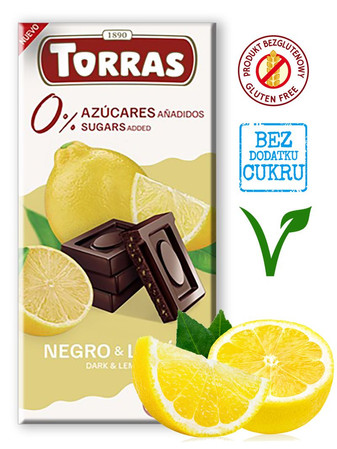 Czekolada Gorzka z Cytryną Bez Dodatku Cukrów Bezglutenowa 75 g