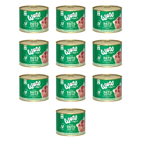 Zestaw 10x WOW CAT Huhn Pur - kurczak dla dorosłych kotów (200g)