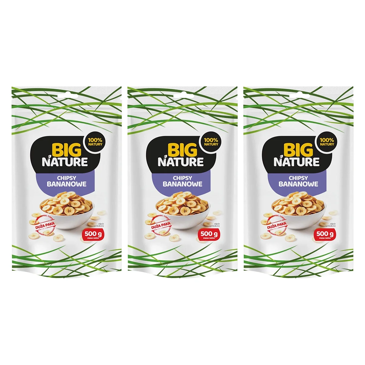Zestaw 3x Big Nature Chipsy Bananowe 500 g - Nabea.pl