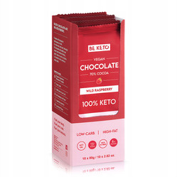 BeKeto Wegańska Keto Czekolada z olejem MCT Dzika Malina 80g x10