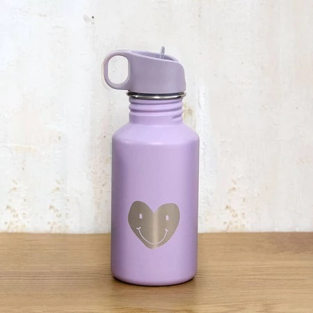 Lassig Bidon ze stali nierdzewnej z ustnikiem i uchwytem 500 ml Little Gang Heart lilac