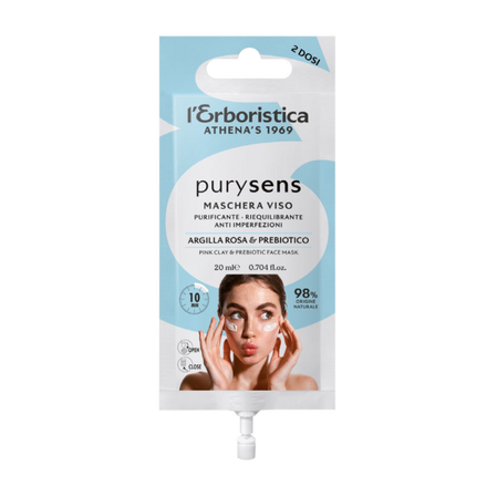 L'Erboristica - Oczyszczająca maska do twarzy różowa glinka i prebiotyki 20ml