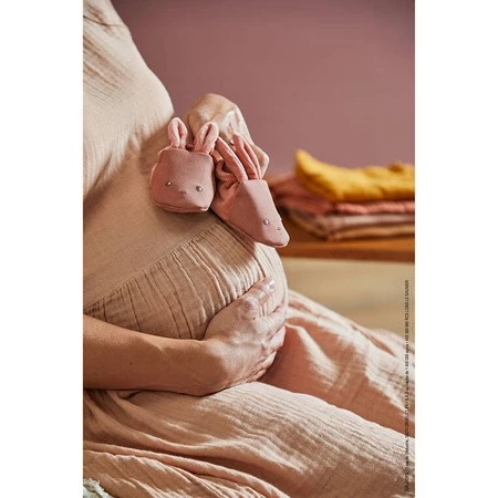 Kaloo Zestaw prezentowy 3 w 1 Królik (komforter + gryzak + buciki) ceglany kolekcja Lapinoo