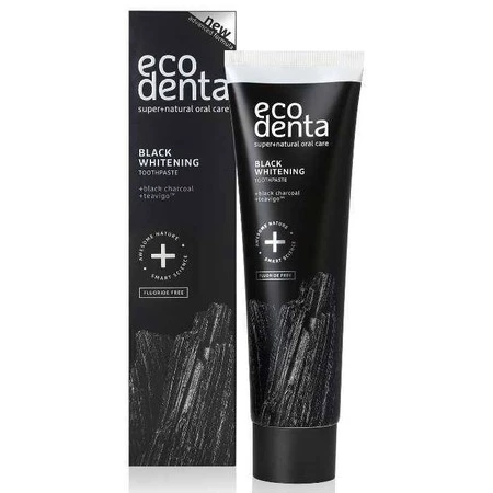 Ecodenta − Pasta do zębów czarna wybielająca z węglem drzewnym i Teavigo − 75 ml
