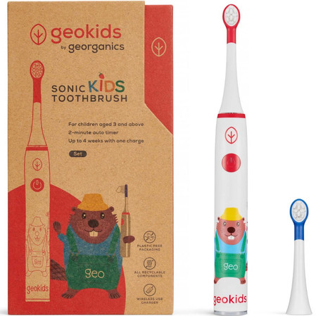 Georganics, GeoKids, Zestaw Elektrycznej Szczoteczki Sonicznej dla Dzieci, 3+