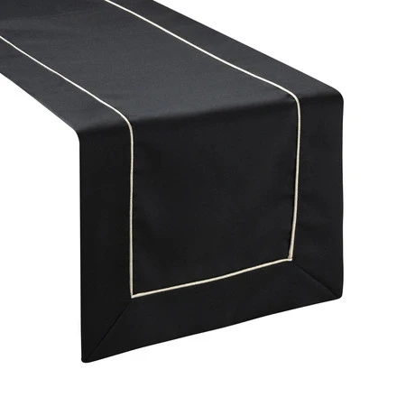Bieżnik z srebrną lamówką szerokość: 40 cm, długość: 200 cm, kolor: czarny
