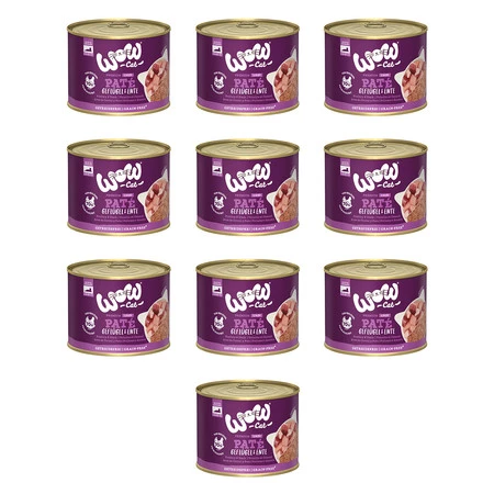 Zestaw 10x WOW CAT Senior Geflugel Ente - drób z kaczką dla kota seniora 200g