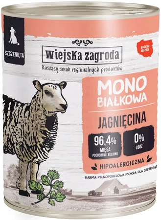 WIEJSKA ZAGRODA Szczenięta Monobiałkowa Jagnięcina 800g