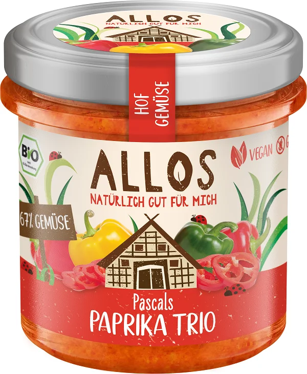 ALLOS PASTA WARZYWNA Z TRZEMA RODZAJAMI PAPRYKI BEZGLUTENOWA BIO 135 g - Nabea.pl