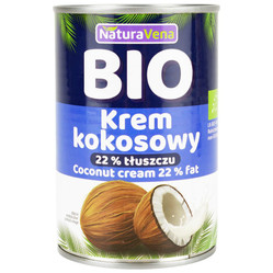 NATURAVENA KREM KOKOSOWY 22 % TŁUSZCZU BIO 400 ml