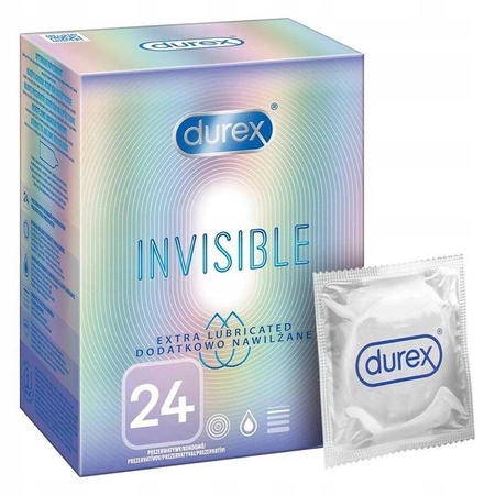 Durex prezerwatywy Invisible dodatkowo nawilżane 24 szt cienkie