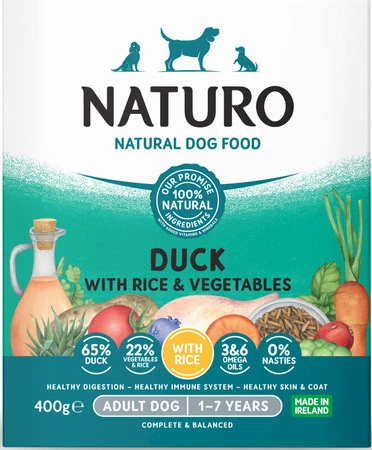 NATURO Adult Dog Kaczka Ryż Warzywa tacka 400g