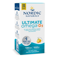 Nordic Naturals  Ultimate Omega-D3  Omega-3 kwasy tłuszczowe EPA i DHA witamina D 120 kaps. smak cytryna