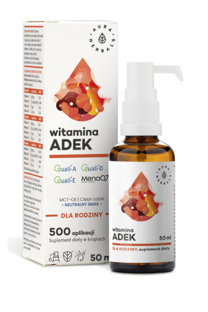 Aura Herbals Witamina ADEK Witamina A + D3 + E + K2 MK7 dla rodziny w kroplach 50 ml