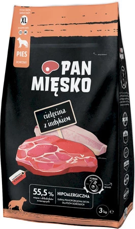 PAN MIĘSKO Cielęcina z Indykiem dla psa XL 3kg