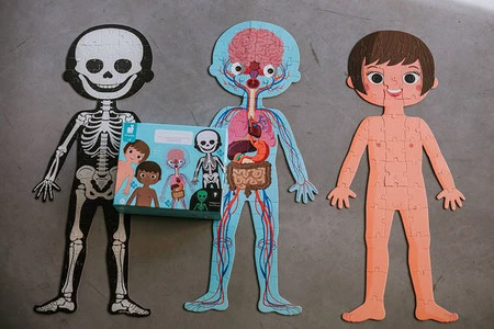 Janod Puzzle edukacyjne gigantyczne Ciało człowieka 50, 75 i 100 elementów 5 +